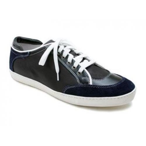 Bacco Bucci "2134-00" Navy Genuine Italian Calfskin and Old English Suede Shoes